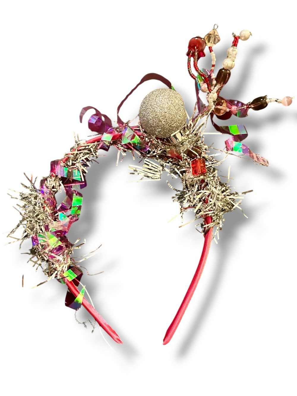 OOAK Artisan Festival Headband Whimsical Tinsel Fantasy Crown Statement Hair OS